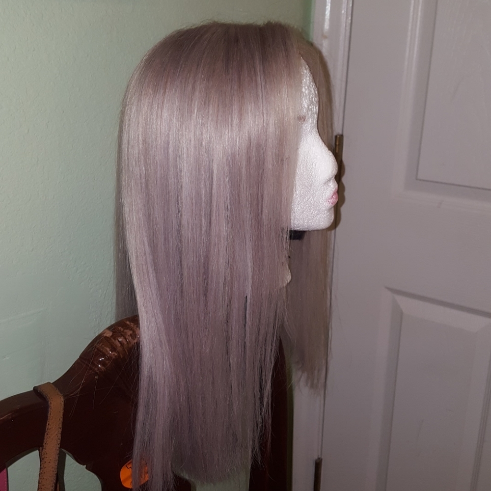 Full lace platinum blonde custom human hair wig